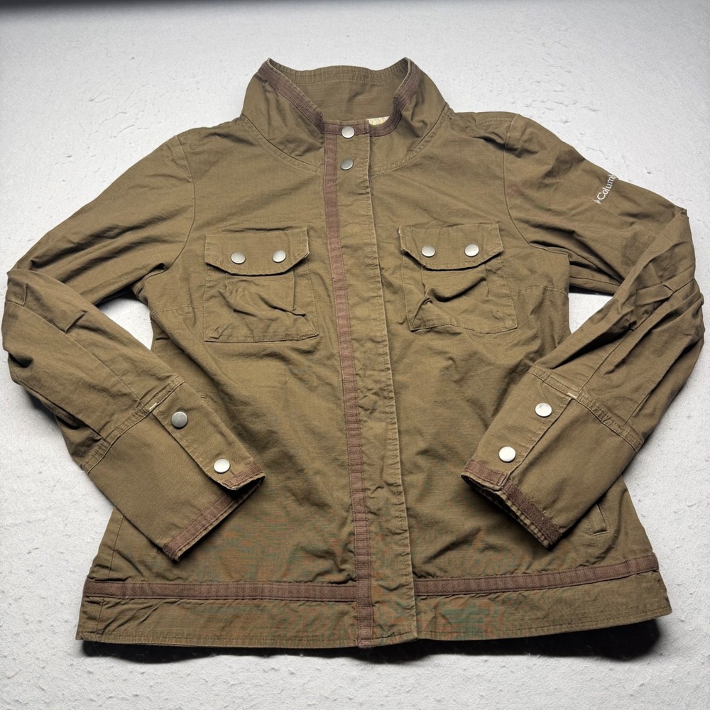 Columbia Jacket Womens M Brown Omni-Shade Utility Field Mock Neck Snap Front